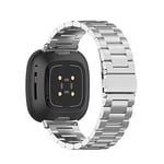 H.May Bracelet Compatible avec Fitbit Versa 2, Bracelet de Montre de Remplacement en Acier Inoxydable en Métal Compatible pour Fitbit Versa 2/Versa/Versa Lite/Versa SE, Argent