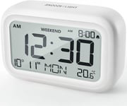 DOOMAY Digital Alarm Clock Bedside - Battery Powered Clock with LCD Display and