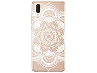 NOVAGO Compatible Huawei P20 Coque Transparente Souple résistante Anti Choc avec Impression de qualité(Rosace Blanche)