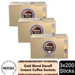 Nescafe Gold Blend Decaf Instant Coffee, 3 Pack (1.8g Sticks x 600 Sachets)