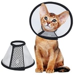 Vivifying Cat Cone, 7.2-9.0 Inches Lightweight Plastic Elizabethan Collar for Cats, Mini Dogs and Rabbits (M,Black)