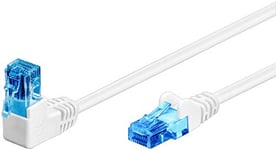 goobay câble Patch Cat 6A, connecteur 90 degrés, câble réseau, Ethernet, Playstation, Xbox, câble LAN, DSL, U/UTP, connecteur RJ45, Blanc, 5 mètre 51539