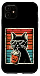 Coque pour iPhone 11 Trick or Treat Chat Noir Hipster Amusant Halloween Chat Noir