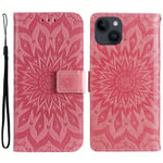 Trolsk Imprint Dahlia Flower Wallet (iPhone 15 Plus) - Rosa