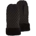 Gants Isotoner  Moufles Femme Maille Noir bord fourrure