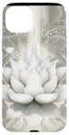 Coque pour iPhone 15 Plus Blanc Art Déco Géométrique Fleur de Lotus Éléments Célestes