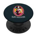 Bombasse clown maléfique, tueur en série féminin, motif Halloween PopSockets PopGrip Adhésif