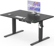 Devoko Bureau Assis Debout Électrique 120×80cm, Bureau Électrique avec Chargeur Type-C, Organiseur de Câbles et 3 Positions Mémorisables, Bureau Réglable en Hauteur (120×80cm,Noir)