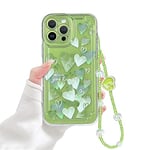 Newseego Coque iPhone 13 Pro Max pour Filles Femmes, Transparent Mignon Motif Cœur Coque Esthétique avec Joli Bracelet Ultra Mince Souple TPU Antichoc Housse de Protection pour iPhone 13 Pro Max