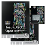 Castle Art Supplies Heavy Black Sketchpad Paper 9 x 12in | 2-Pack | 50 Sheets Each (150gsm/92lb) Artist Paper | Smooth, Silky Black Surface | Vivid Results with Pencils, Pens, Pastels (9 x 12, 2-pack)