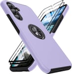 Aouia Coque Pour Samsung A34 5g Avec Lot De 2 Films De Protection D'écran En Verre Trempé, Antichoc Et Anti-Rayures À 360° Avec Anneau Magnétique Et Support Pour Samsung A34 5g (Violet)