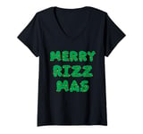 Womens Merry Rizz Mas - Funny Gen Alpha Middle School Christmas V-Neck T-Shirt