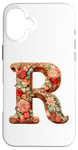 Coque pour iPhone 16 Plus Monogrammed Christmas Floral Initial R Gingerbread Letter R