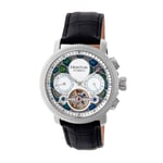 Heritor Automatic Aura Mens Semi-Skeleton Leather-Band Watch - Silver Stainless Steel - One Size