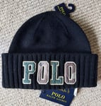 Genuine POLO RALPH LAUREN Black 30% Wool HAT BEANIE Toque 804247209031