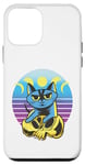 Coque pour iPhone 12 mini Chat bleu crâne jaune croissant de lune pleine lune céleste