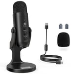 zealsound USB Microphone, PC Phone Podcast Mic, Condenser Gaming microphones for PS4&5, W/Quick Mute, Echo/Gain knob, Plug & Play for Streaming, Vocal Recording, ASMR, YouTube,Twitch on Mac Windows