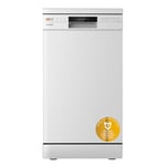 COMFEE' Freestanding Dishwasher CDWEF1034BW-UK 45cm Width, Slimline Dishwasher with 10 place settings, Quick Wash, Hygiene Wash, Delay Start, Half Load, Adjustable Basket - White