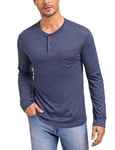 Homme Henley T-Shirts à Manches Longues Col Tunisien Rond Boutons Tee Shirt Chic Chemisier Casual Slim Fit Blouse Basique Hauts Tops pour Homme