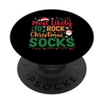 Chaussettes de Noël les plus susceptibles de rocher PopSockets PopGrip Adhésif