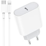 Chargeur for iPhone 14/14 Pro /14 Pro Max /14 Plus /13 12 11 SE Mini X XS XR, 25W USB C Prise Rapide et 2M Cable Secteur Mural Type C Alimentation Adaptateur Trefard