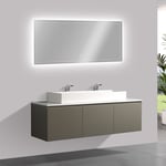 Meuble de salle de bain Luna 1600 gris mat avec plan vasque en fonte minérale - vasque & miroir disponible en optionSans miroir, TWG07 (120 cm)