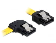 DELOCK – SATA cable, 0.3m, 6Gb/s, locking clip, angled left - straight, yellow (82824)