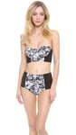 ZINKE Women's Black/White Floral Starboard Bustier Bikini Top NEW