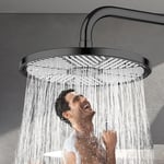 Tete de Douche Pluie, 25CM Grand Pommeau Douche Extérieure, Ronde Pomme de Douche Fixe, Pommeau de Douche Pluie à Économie d'Eau