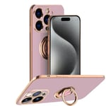 Rdyi6ba8 Coque pour iPhone 15 Pro Max Coque, étui de Silicone Souple avec 360° Placage Anneau Support, Antichoc TPU Housse pour iPhone 15 Pro Max,Violette