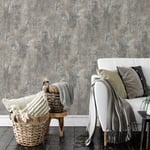 Metallic Cove Texture Muriva Wallpaper 207502 Charcoal Grey Concrete Stone Wall