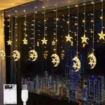 LED Fönster Gardin String Light Fairy Lights Moon Star String