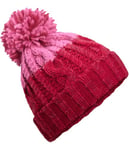 ASVP Shop Corkscrew Cable Knitted Bobble Hat Plain Mens Womens Beanie Warm Winter Pom Wooly Cap (Classic Red/​True Pink)