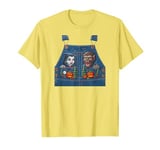 Vampire Jack-O-Lantern Blue Color Overall Printed On Yellow T-Shirt