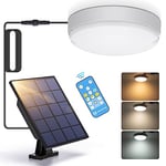 Aigostar Lampe Solaire Extérieur avec Télécommande 50W 500LM Lumière Solaire Extérieur, Plafonnier Solaire Étanchéité IP65 Applique Exterieur Solaire réglable 3000K/4000K/6500K, Câble de 3 Meters