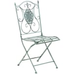 Chaise de jardin balcon terrasse design rustique pliable en métal vert vieilli