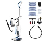 Polti Vaporetto 3 Clean_Blue PTEU0299, Aspirateur de Sol Nettoyeur Portable, 3 Produits en 1, 14 Accessoires fournis, 3 réglages à Vapeur, Aspiration cyclonique sans Sac, Blanc/Bleu