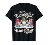 Most Wonderful Wine Night Gnome Funny Christmas T-Shirt