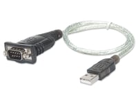 Manhattan 205146, Svart, Transparent, 0,45 M, Usb Type-A, D-Sub (Db-9), Hankoppling, Hankoppling