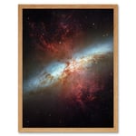 Hubble Space Telescope Image Starburst Galaxy M82 Happy Sweet Sixteen Celebration Messier 82 Blue Disk Red Dust Gas Star Formation Cluster Art Print F