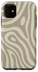 Coque pour iPhone 11 Beige Tourbillon Liquide Rayures Lignes Groovy70s Années 80 Abstrait