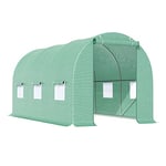 Outsunny Serre de Jardin Tunnel 4,5L x 2l x 2H m châssis Tubulaire Acier galvanisé renforcé 1,8 cm 6 fenêtres 1 Porte Vert