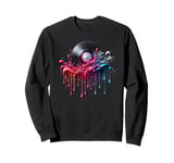 Dripping Paint Art Vinyl Disc Record Player Music Sweatshirt