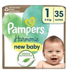 Pampers Harmonie Nappies Size 1, 35 Nappies, 2kg-5kg, Essential Pack