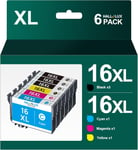 Lot de 6 Cartouches d'encre compatibles avec Epson 16XL Multipack pour Epson WF 2760 WF-2630 WF-2660 WF-2540 WF-2750 WF-2510 WF-2650 WF-2530 WF-2520 WF-2010