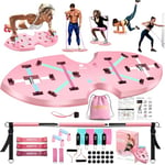 LALAHIGH Planche de pompe, équipement d'entraînement portable à domicile pour femmes et hommes, système de gym à domicile 30 en 1 avec barre de pilates, bande de résistance, bandes de fessier,