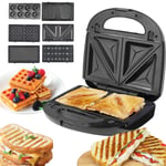 6-IN-1 Sandwich Toaster & Nut &Cake &Donut &Waffle Maker 850W Panini Press Grill