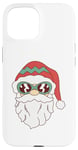 Coque pour iPhone 15 Lunettes de soleil visage de Père Noël barbe et chapeau de Noël drôle