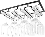 Wine Glass Hanger, Wine Glass Rack Hanging Glass Holder Shelf Stemware Rack Champagne Glass Rack Holder for Bar Kitchen Cupboard Cabinet (Black 4 Rows)