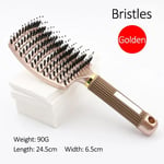 Bristle Gold Brosse à cheveux en poils et nylon pour filles, peigne de massage du cuir chevelu, support pour femmes, poignées bouclées, angle, salon de coiffure, outil de coiffure